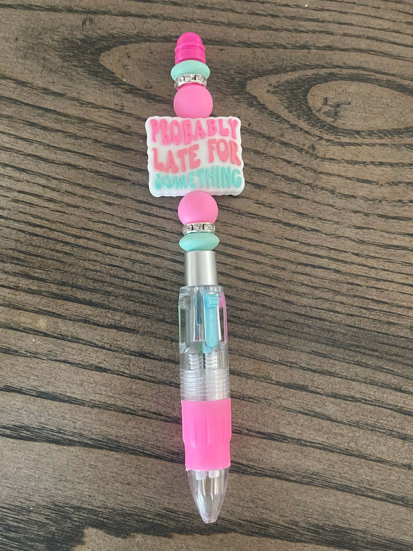Probably Late For Something Silicon Bead Pen - 4 color pen