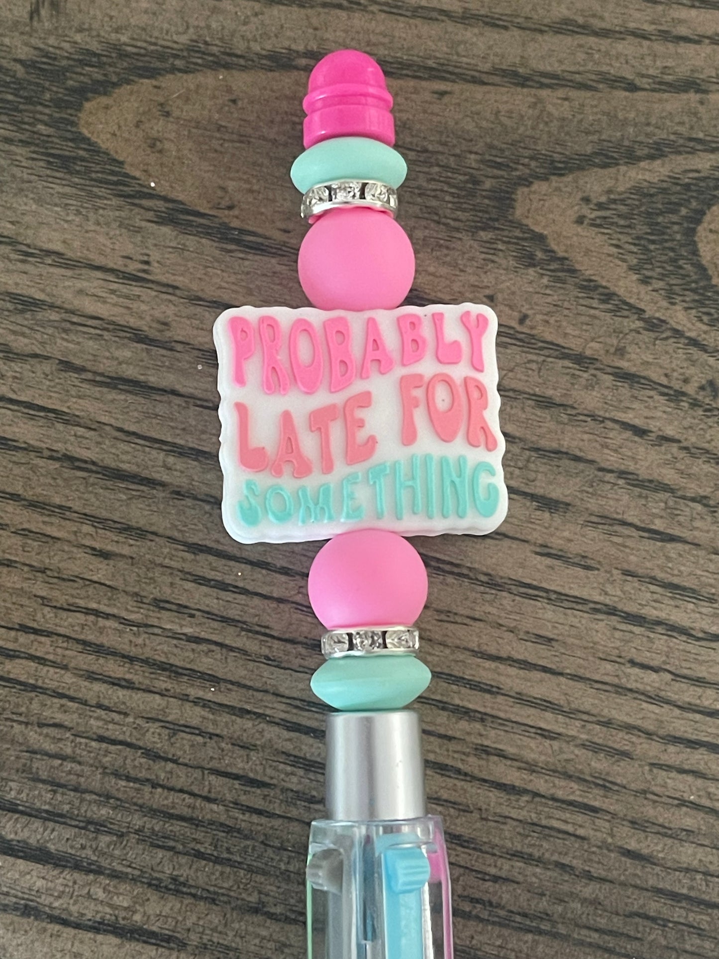 Probably Late For Something Silicon Bead Pen - 4 color pen