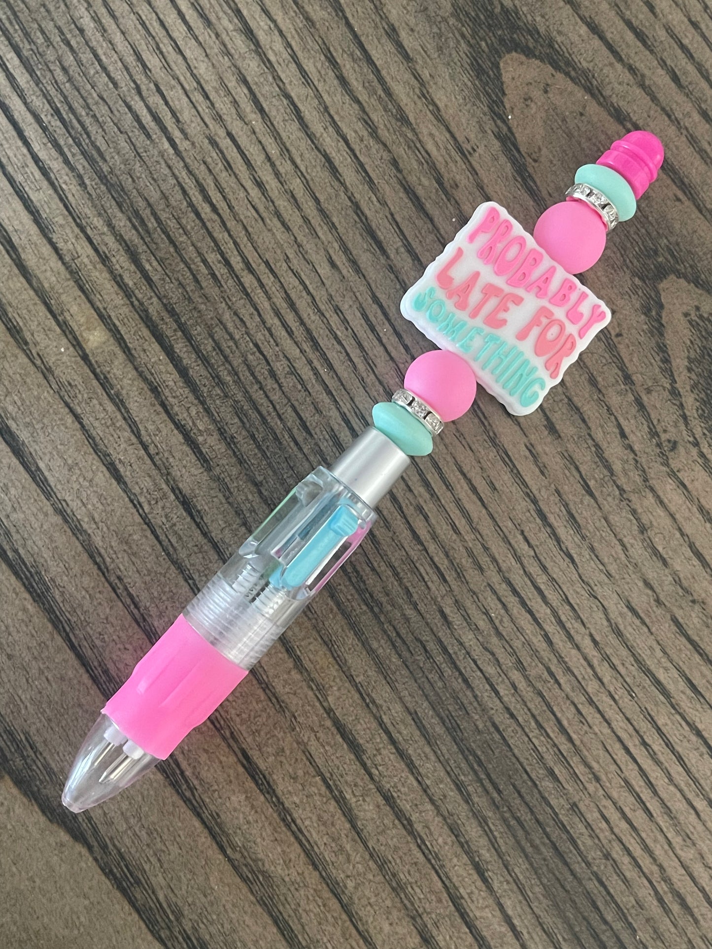 Probably Late For Something Silicon Bead Pen - 4 color pen