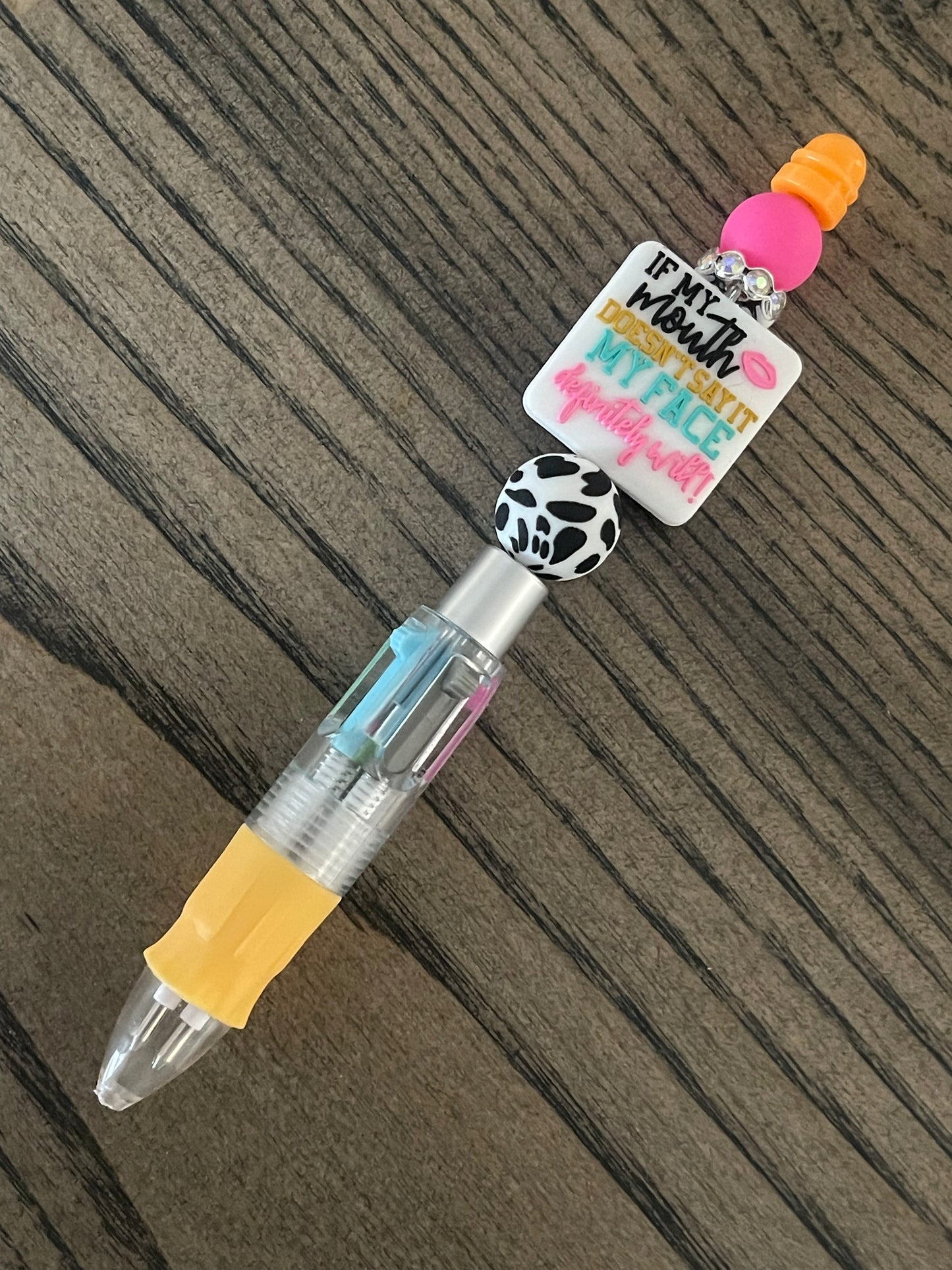 If My Mouth Doesn’t Say It My Face Definitely Will Silicon Bead Pen - 4 color pen
