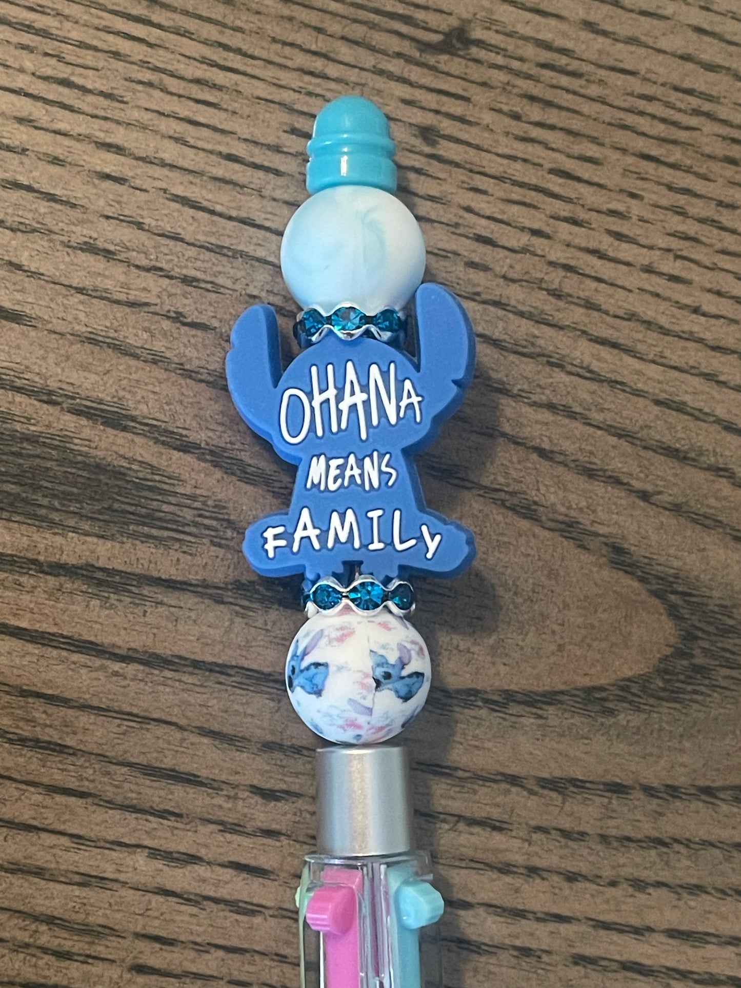 Stitch Ohana Means Family Silicon Bead Pen - 4 color pen