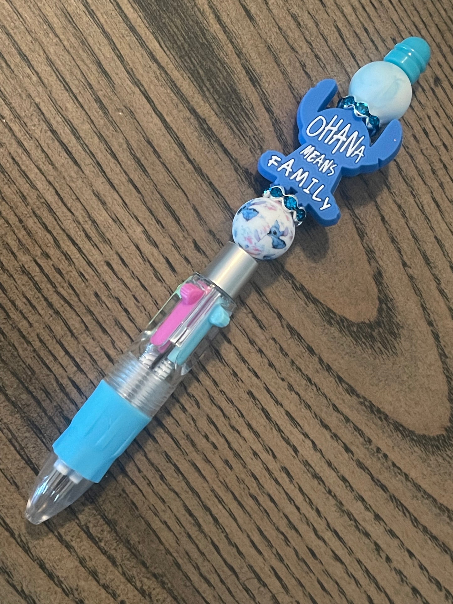 Stitch Ohana Means Family Silicon Bead Pen - 4 color pen