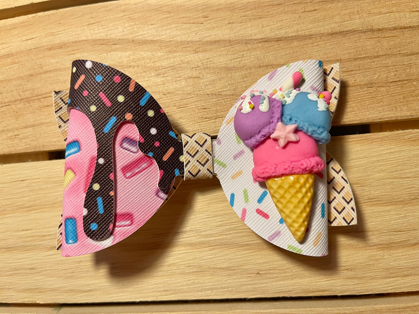 Ice Cream Waffle Cone Hair Bow Clip