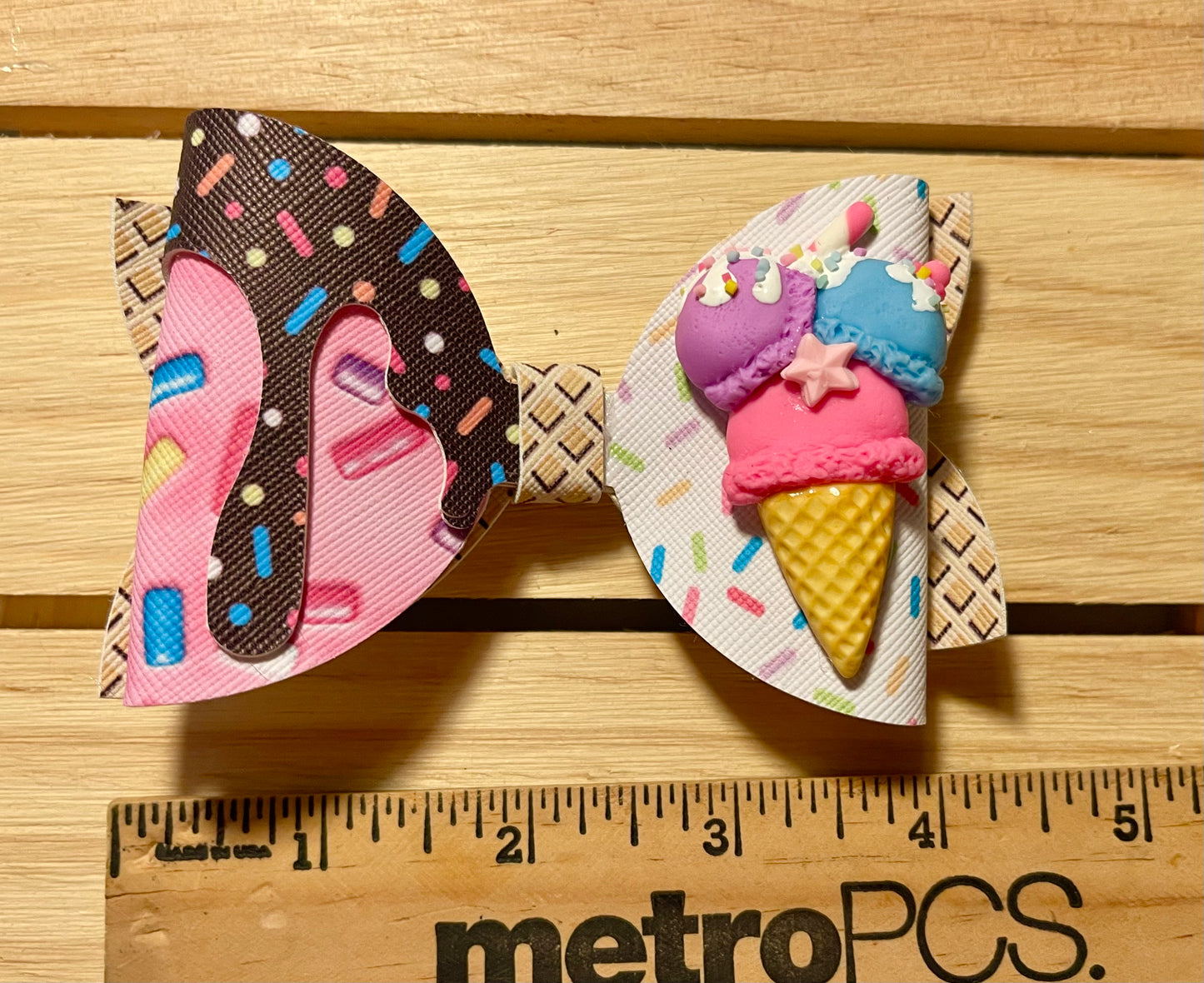 Ice Cream Waffle Cone Hair Bow Clip